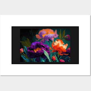 Floral Garden Botanical Print with Peony Posters and Art